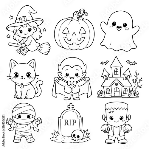 Halloween Tombstone with Skull Coloring Page RIP Line Art for Kids