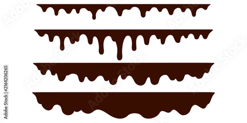 Chocolate Drip Border, Melted Chocolate Dripping Down Edge Vector Illustration Isolated