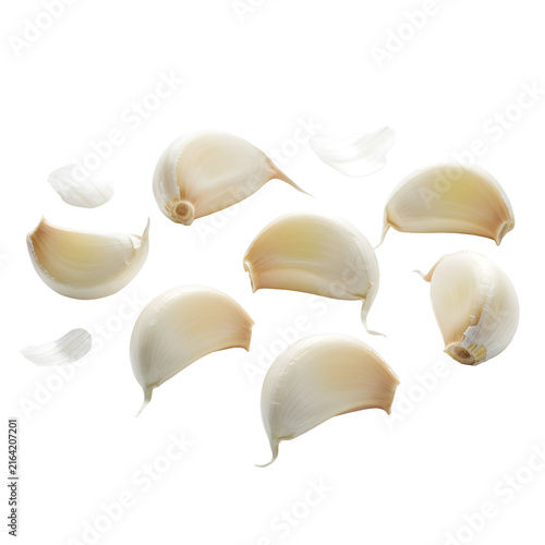 Several White Garlic Cloves Arranged Artistically On A Transparent Background