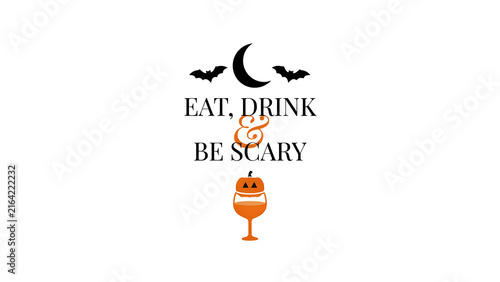 Halloween party invitation with pumpkin cocktail and spooky typography