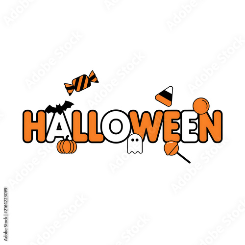 Festive halloween typography with traditional decorations and a playful design