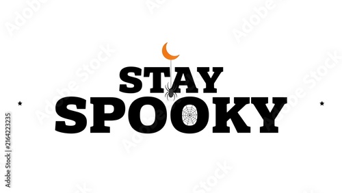 Stay spooky halloween typography with crescent moon graphic for seasonal designs