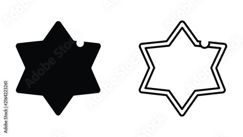 Bild auf Leinwand Star of David Icon: A simple graphic representing the Star of David in both solid black and outline form, perfect for religious or cultural contexts