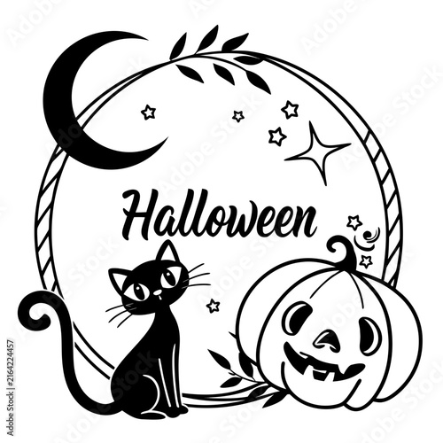Haunted House Inside Pumpkin Halloween Logo Gothic Vector Illustration