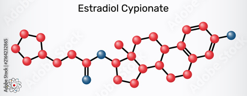 Estradiol cypionate (EC) molecule, a synthetic estrogen medication and estrogen ester. Molecular model