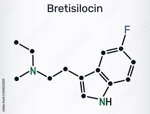 Bretisilocin molecule. Serotonergic psychedelic of the tryptamine family under development for major depressive disorder treatment. Skeletal chemical formula