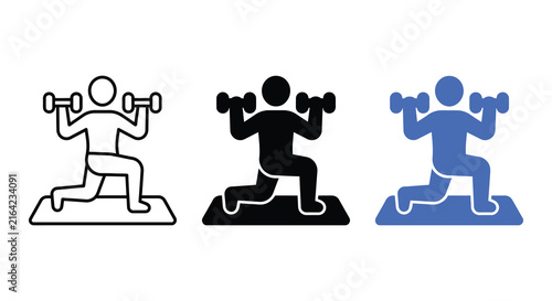 Foto Weightlifter performing snatch exercise shown in three different vector silhouet