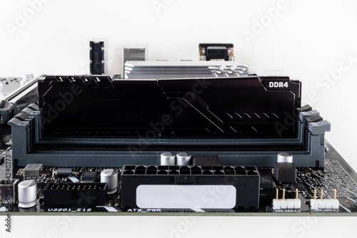 installed the ddr4 RAM module in the motherboard socket close-up