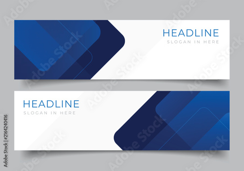 modern blue geometric polygonal triangle web banner for presentation or business template horizontal background
