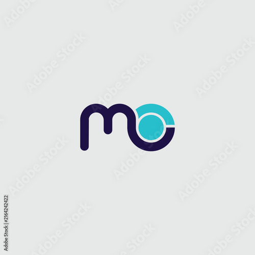 Minimal M O abstract logo featuring a flowing purple monogram-like form combined with a cyan circular element