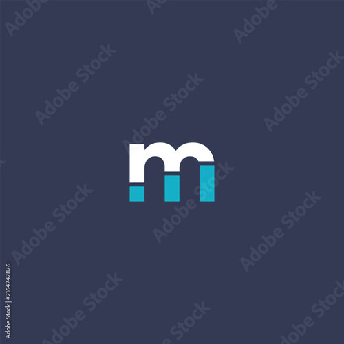 Minimal M abstract logo featuring a bold lowercase m-like geometric form in white and cyan. The clean rounded structure conveys modernity, simplicity, stability