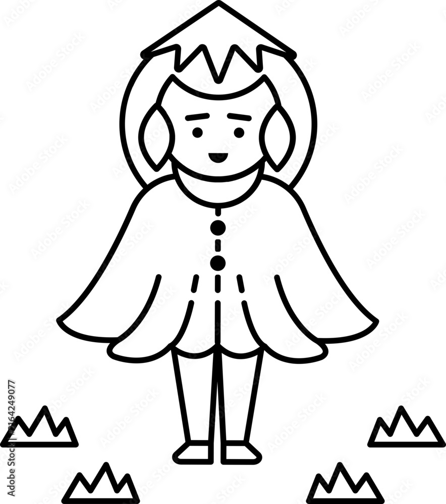Fototapeta premium Hand drawn strawberry character line art