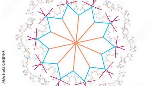 Принти на полотні Intricate geometric star pattern featuring colorful interwoven lines creating a