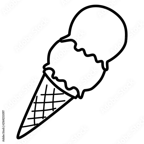 シンプルなアイスクリームの線画イラスト