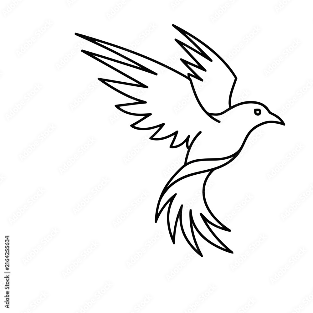 Naklejka premium Outline of a bird in flight