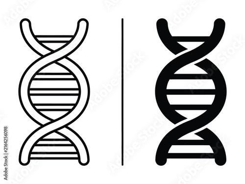 DNA genetics outline and filled icon set for molecular biology biotechnology laboratory research medical science and genetic testing