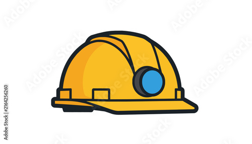 Modern labor day celebration with yellow hard hat icon