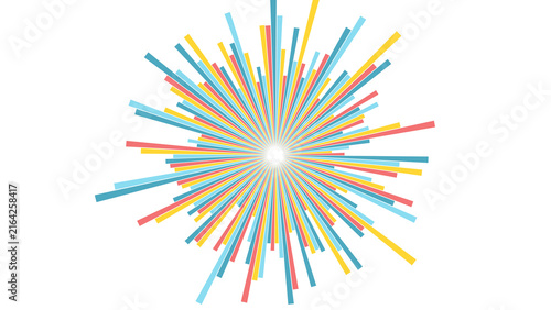 Cuadro en lienzo Abstract sunburst design featuring vibrant multi colored radial lines expanding