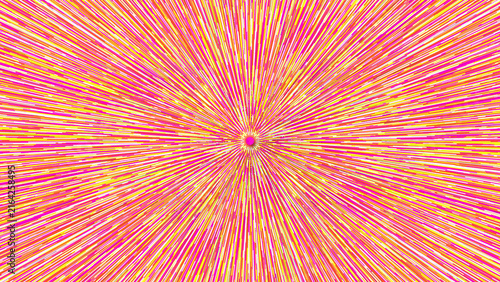 Cuadro en lienzo Abstract sunburst design with vibrant yellow and pink radial light streaks expan