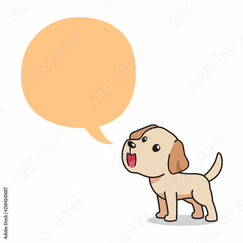 Cute Labrador dog standing with blank speech bubble cartoon vector illustration