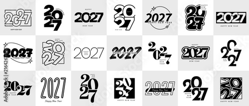 Modern Minimalist 2027 Happy New Year Logo Set
