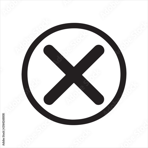 Foto Simple circular cross icon black graphic for cancel interface.