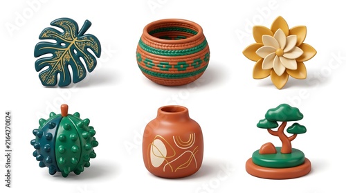 Colorful Tropical Plant and Pot Collection for Home Decor