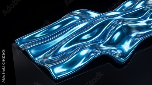 Liquid chrome flowing waves abstract art for modern design