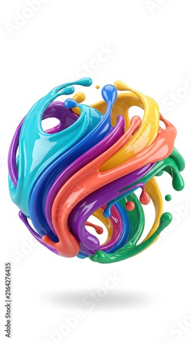 Colorful liquid burst sphere with vibrant swirling patterns