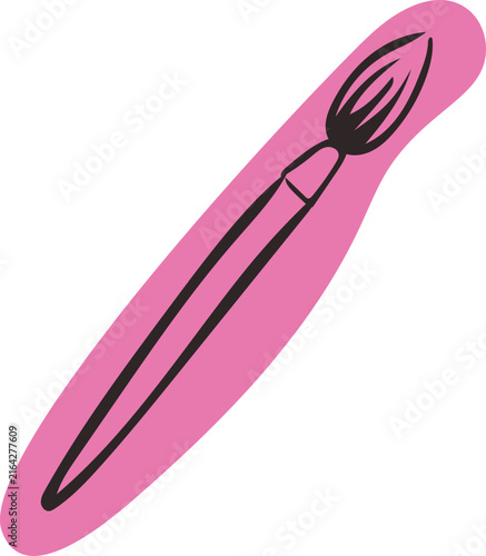 Minimalist Paintbrush Outline Sticker Illustration