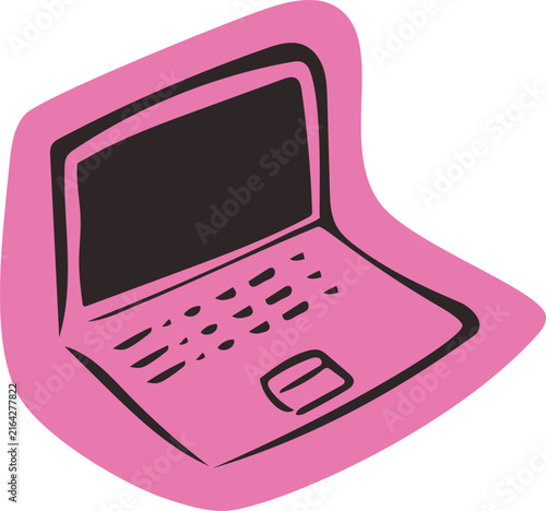 Hand drawn Laptop outline Illustration