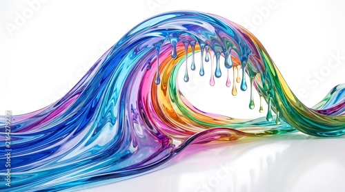 Colorful liquid wave sculpture in motion for creative design projects