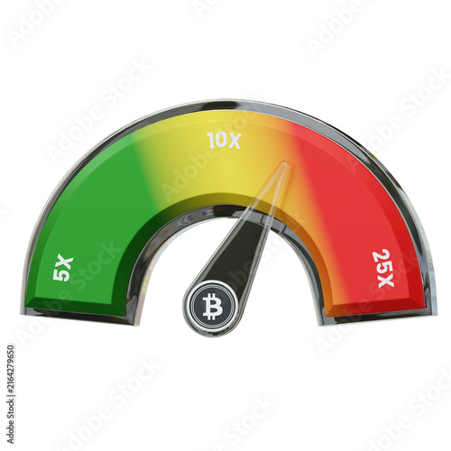 Cuadro en lienzo 3D rendering colorful leverage gauge meter icon for crypto trading app