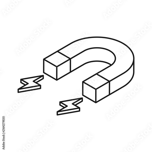 Fotografie Horseshoe magnet icon in flat outline stroke style