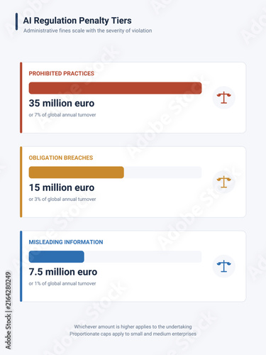 AI Regulation Penalty Tiers Infographic - Administrative Fines by Severity