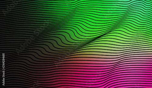 Konstfotografi Abstract texture background with undulating, wavy black lines creating a moiré e