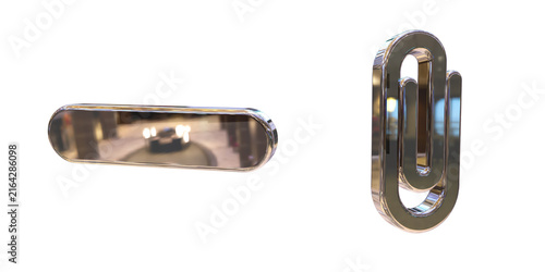 glossy 3d paperclip minus attachment clip attach minimize remove icon icons chrome silver isolated white background ui office app