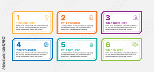 Business infographic template vector. 6 step timeline   process diagram infographic elements illustration.