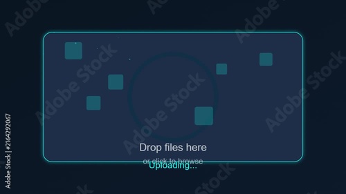 Modern Digital Interface Showing File Upload Area with Glowing UI Elements