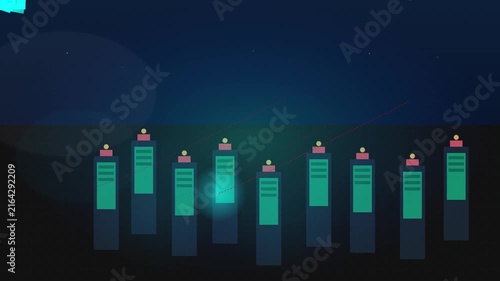 Abstract Digital Illustration of Glowing Cylindrical Structures with Neon Lighting