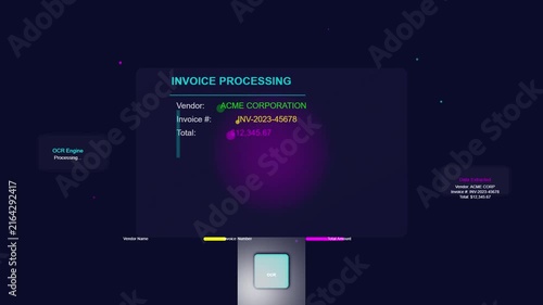 Digital Invoice Processing Interface with ACME Corporation Invoice Display