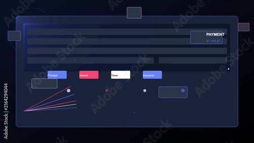 Digital Mockup of Mortgage Payment Breakdown Interface with Highlighted Elements
