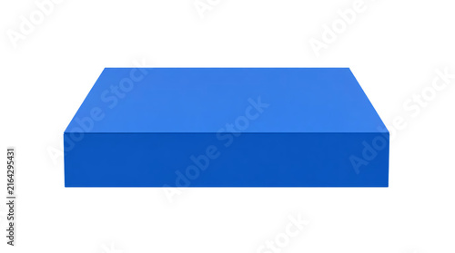 Empty blue square podium isolated on transparent background.