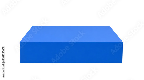 Empty blue square podium isolated on transparent background.