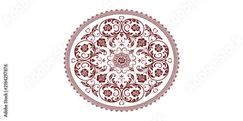 Round Vintage Lace Doily with Ornate Floral Mandala Pattern Isolated on White, Decorative Circular Frame and Seamless Floral Ornament for Elegant Wallpaper Design