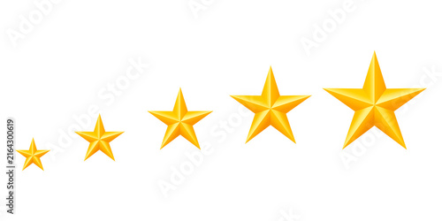 Fotografie Ascending gold star rating icon set, increasing quality score symbol, review pro