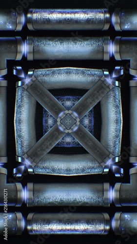 A mesmerizing kaleidoscope of metallic tubular shapes, throbbing and twisting in an endless, hypnotic and trance like motion. Excellent for high tempo music events or energetic visualizers.

