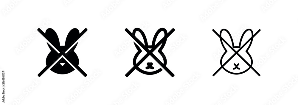 Fototapeta premium Cruelty Free and No Animal Testing Rabbit Icons for Ethical Products