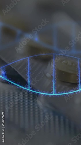 Animation of dna strands over pills