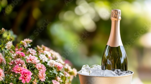 Sparkling Wine Bottle Garden Ice Bucket Flowers Wine Outdo, digital innovation, artificial intelligence and connected business technology